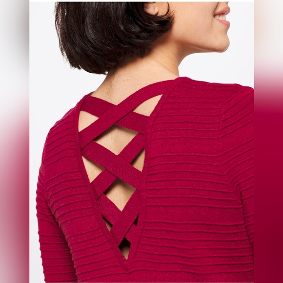 Love Ellie V-Neck Ribbed Sweater - Burgundy - Picture 4 of 5